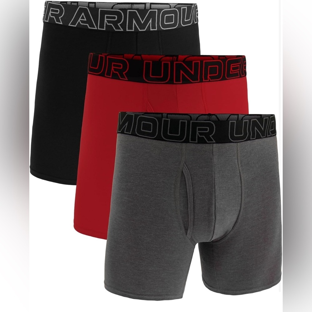 NWT- Under Armour Men's 3-Pack Performance Cotton Boxer Brief, 6" Inseam
